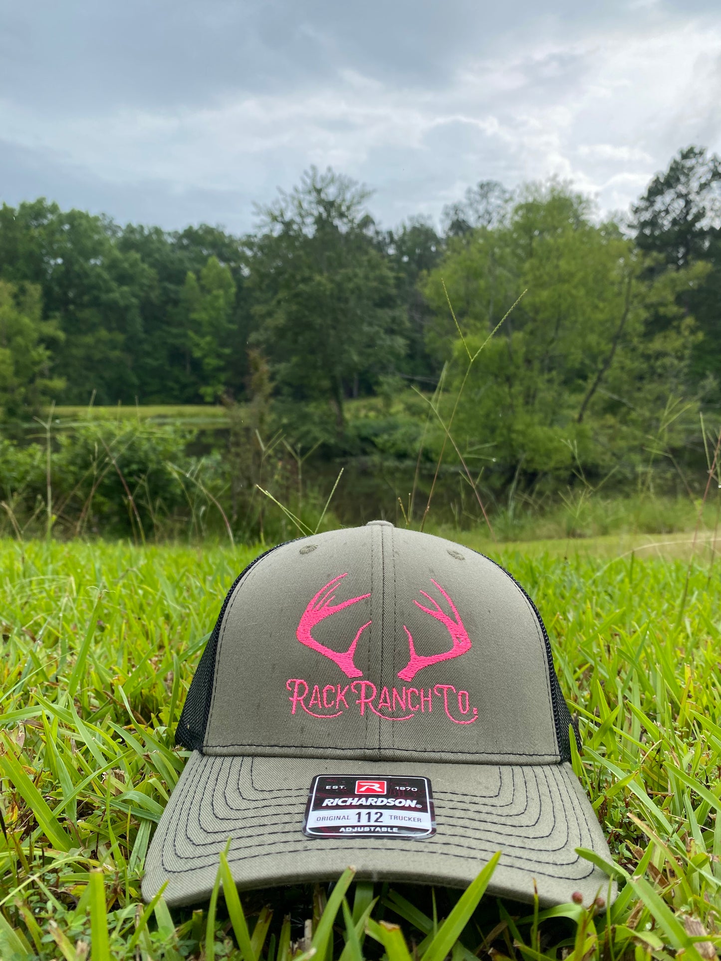 Pink thread logo hat