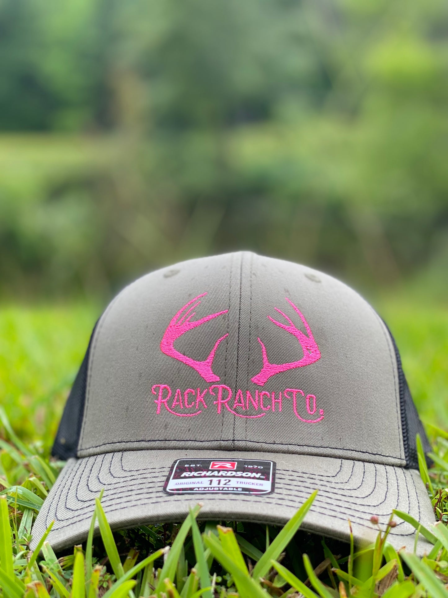 Pink thread logo hat